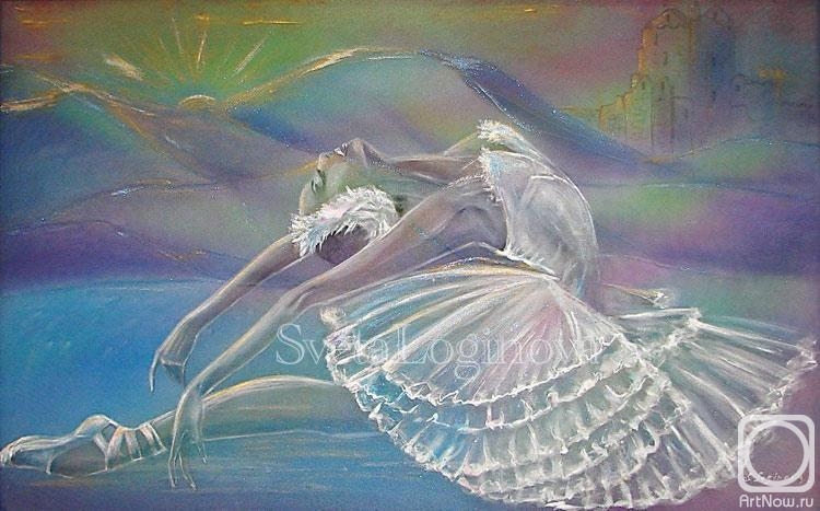 Логинова Светлана. Двуслойная шелковая картина "Балерина. Лебединое озеро"
