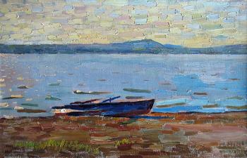 Blue Boat. September Sun Light on Dniester