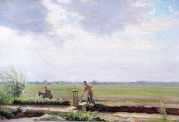 "Landscape with irrigator"