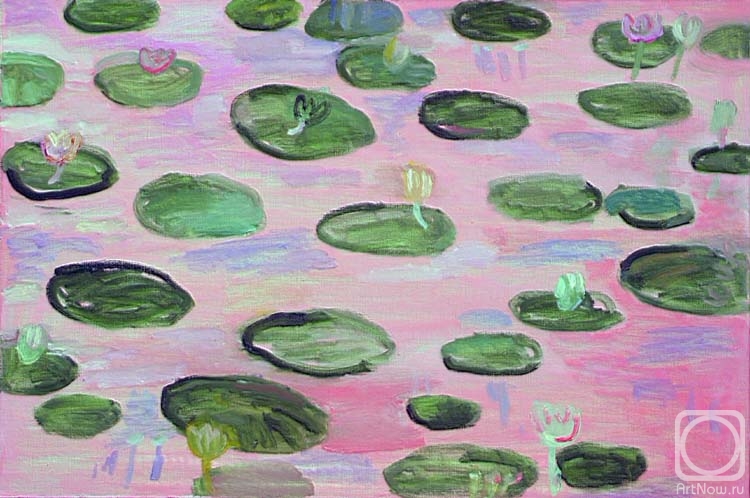 Картина маслом на холсте. Штеле Юрий. Розовое озеро