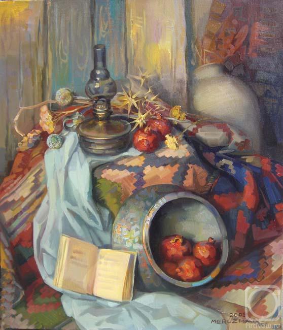 Картина маслом на холсте. Хачатрян Меружан. Натюрморт с лампой и казаном