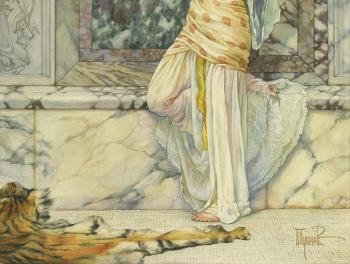 John William Godward (1861-1922) "Yes or No?" 1893, Oil on canvas (153 x 84.5 cm)