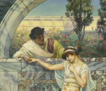 John William Godward (1861-1922) "Yes or No?" 1893, Oil on canvas (153 x 84.5 cm)