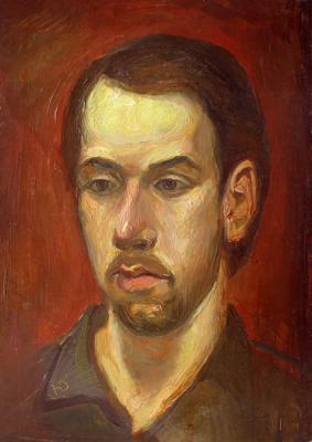 Selfportrait on Red-Brown Background