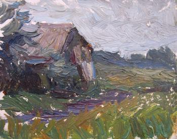 Barn. Nikitskoe village (preliminary oil sketch)