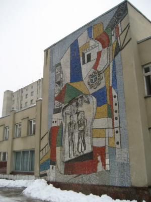 Mosaic on the facade of the PTU-57 g.Protvino