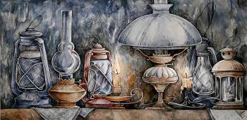 Still-life with oil lamps