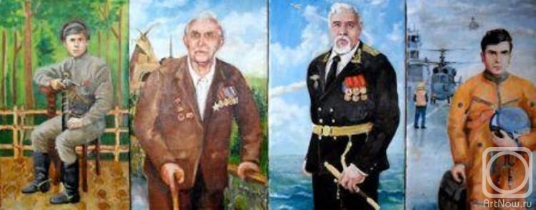 Картина маслом на холсте. Денисов Владимир. Четыре поколения