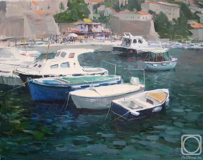 Картина маслом на холсте. Макаров Виталий. Причал в Дубровнике. Хорватия