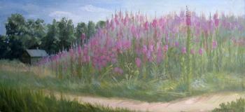 Painting Field of willow-herb in the village Zavidovo. Krasnova Nina