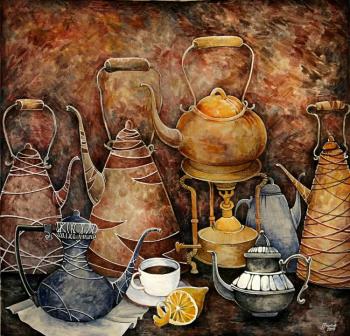 Still-life with teapots