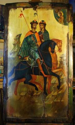 Boris and Gleb on horseback