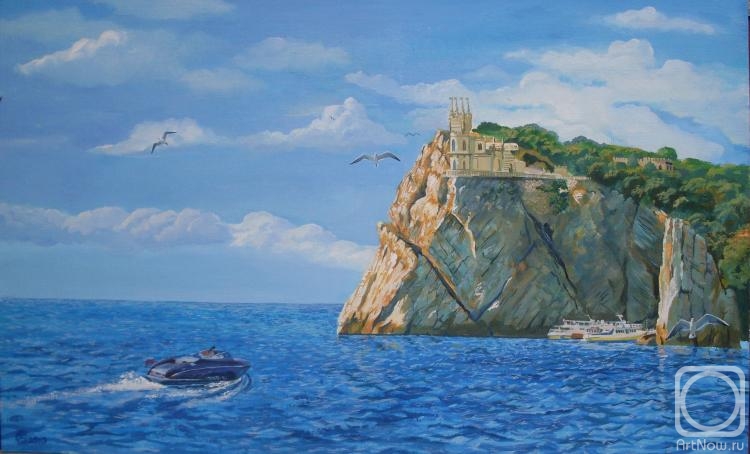 Картина маслом на холсте. Батьканова Татьяна. Ялта. Ласточкино гнездо. Прогулка на катере