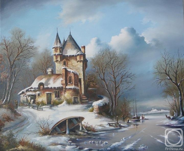 Картина маслом на холсте. Новицкий Геннадий. Зима
