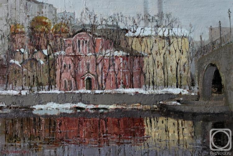 Картина маслом на холсте. Кукуева Светлана. Пречистинская набережная. Март 2011
