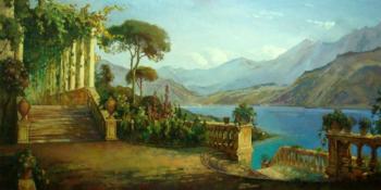 Kopy of the Italian landscape of 19 centuries. The unknown artist
