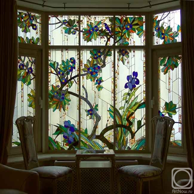 Golovin Alexey. Stained-glass window "The Dark blue bird"
