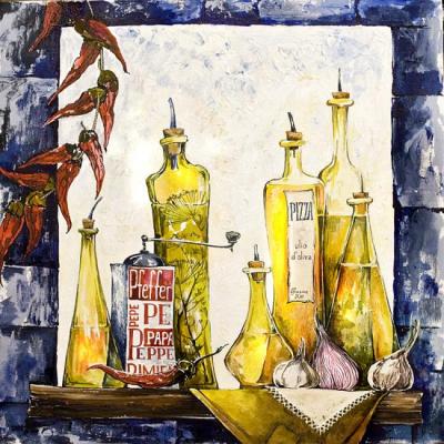 still-life with olive oil