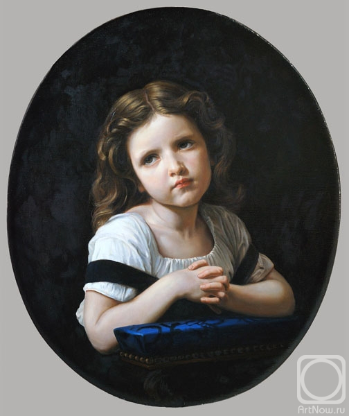 Картина маслом на холсте. Щеглов Дмитрий. Копия картины William-Adolphe Bouguereau 'The Prayer' (1865), выполненная с уменьшением размера