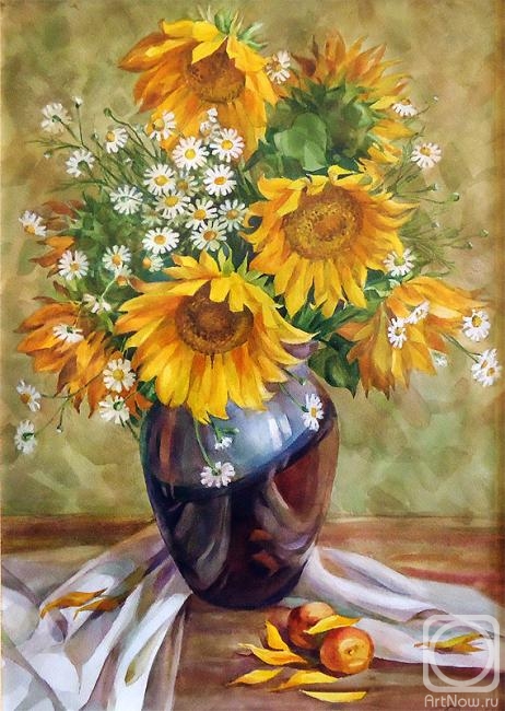 Tulinova (Grigorova) Elena. Sunflowers with daisies