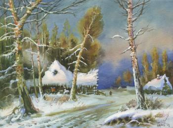 Winter evening in the village