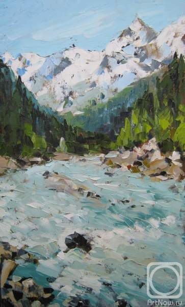 Картина маслом на холсте. Шуберт Альбина. Домбай