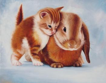 Kitten and Rabbit. Kalachikhina Galina