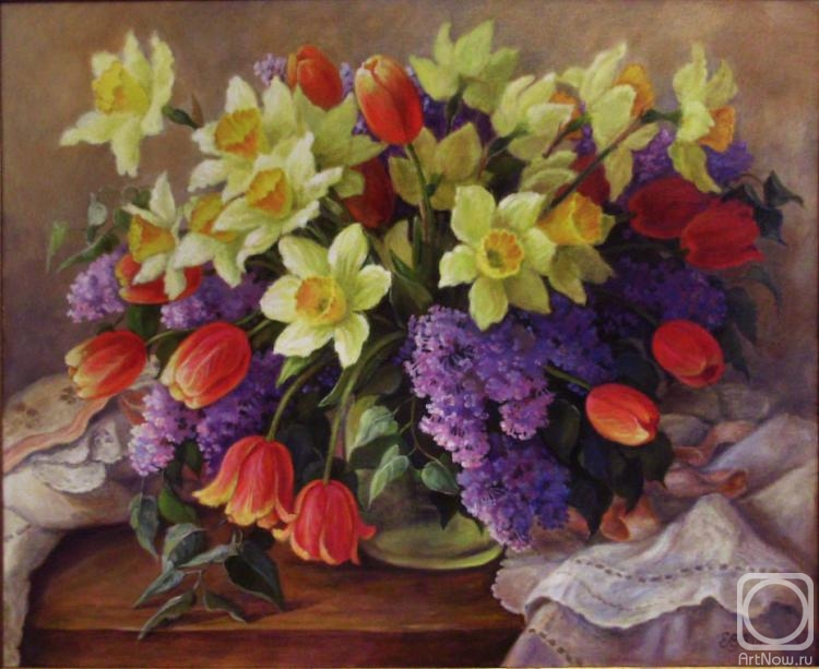 Shumakova Elena. Daffodils and tulips