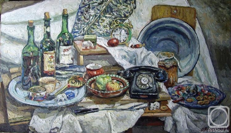 Yaguzhinskaya Anna. Still life with an abundance of various objects