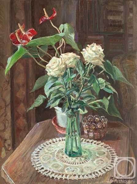 Loukianov Victor. Still-life with white roses