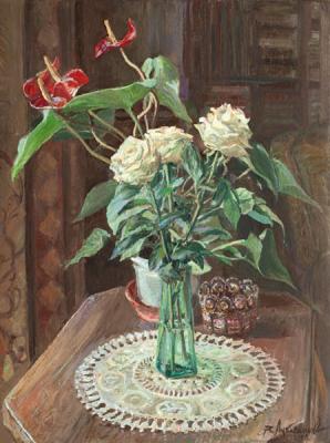 Still-life with white roses