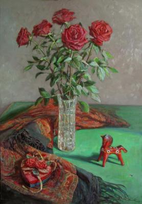 Still-life with red roses