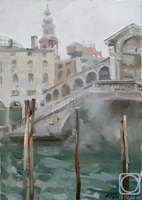 Galimov Azat. Venice in winter. Foggy morning at the Ponte Rialto. San Polo
