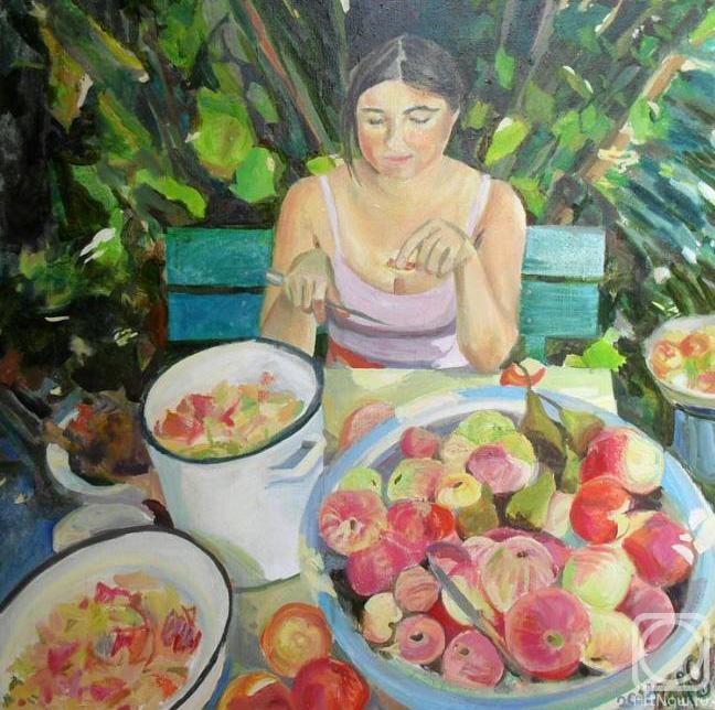 Petrovskaya-Petovraji Olga. Abkhazia. Sasha with apples