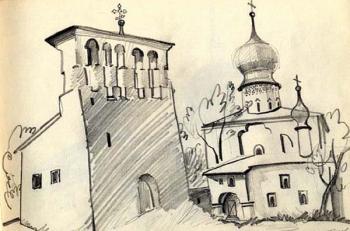 Pskov, sketch (). Gerasimov Vladimir