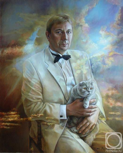 Podgaevskaya Marina. Man's portrait with a cat