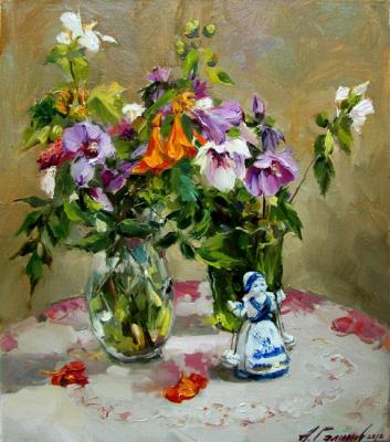 Still life with porcelain figurine