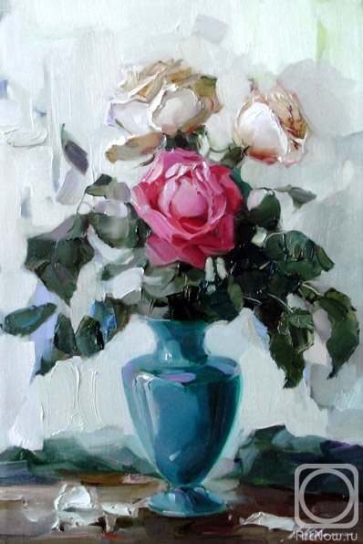 Kovalenko Lina. Roses in blue vase