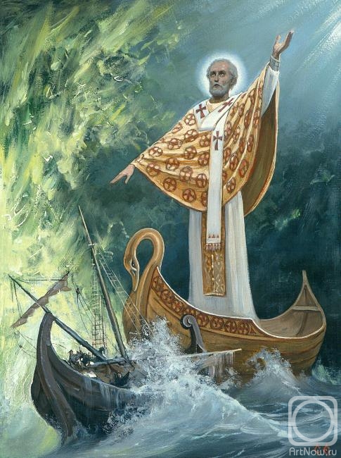 Efoshkin Sergey. St. Nicholas the Wonderworker. Overcoming the evil forces at sea