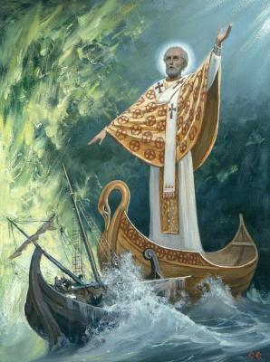 St. Nicholas the Wonderworker. Overcoming the evil forces at sea