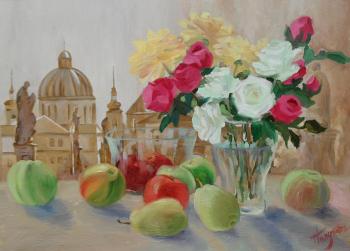Голубцова Надежда Ивановна. Натюрморт с видом на город Голубцова Надежда Ивановна. Натюрморт с видом на город