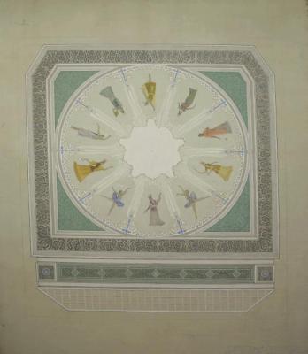 Sketch of the ceiling lampshade of the Abai Opera and Ballet Theater in Alma-Ata. Tutevol Klavdia