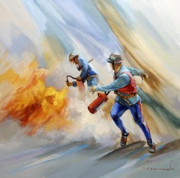 Games of firefighters. From a series of "Sports". Shalaev Alexey
