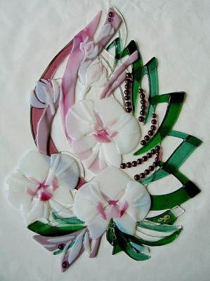 Wall panno "Delicate Orchid" glass fusing