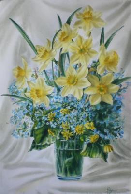 Daffodils and forget-me-nots. Golubkin Sergey