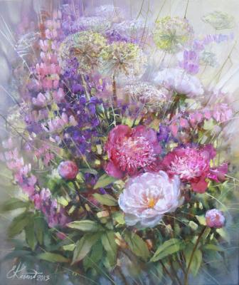 Peonies and lupines