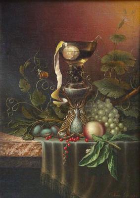 Still-life with a lemon and red currant. Panin Sergey