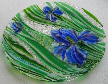 Glass dish for the holiday table, "At water" fusing