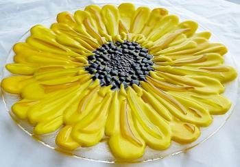 Glass dish for the holiday table, "Sunflower" fusing