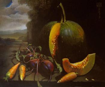 Ruthless beets devouring pumpkin and carrots. Andrianov Andrey